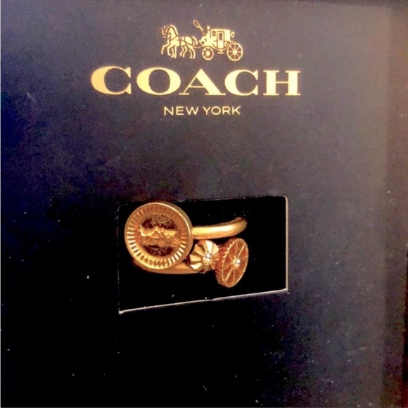 NWT Coach Open Circle Stagecoach Stackable Ring Set (3) in Rose gold tone - Picture 1 of 4